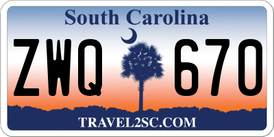 SC license plate ZWQ670