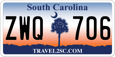 SC license plate ZWQ706