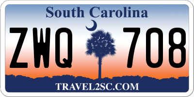 SC license plate ZWQ708