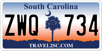 SC license plate ZWQ734