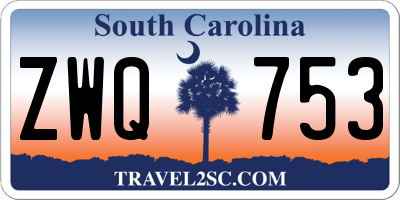 SC license plate ZWQ753