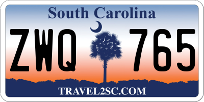 SC license plate ZWQ765