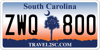 SC license plate ZWQ800
