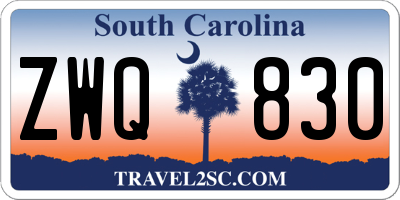 SC license plate ZWQ830