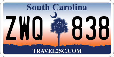 SC license plate ZWQ838