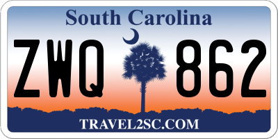 SC license plate ZWQ862