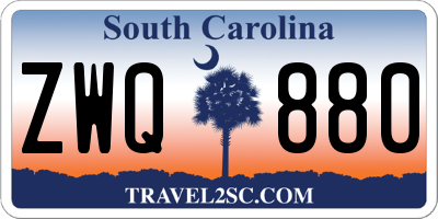 SC license plate ZWQ880