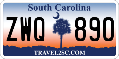 SC license plate ZWQ890