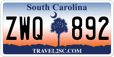 SC license plate ZWQ892