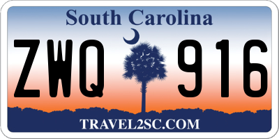 SC license plate ZWQ916