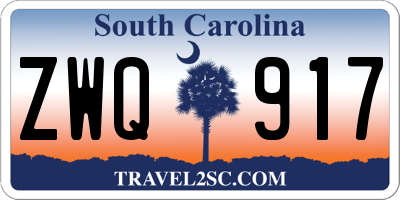 SC license plate ZWQ917