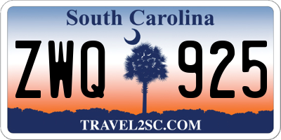 SC license plate ZWQ925