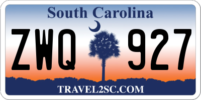 SC license plate ZWQ927
