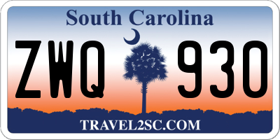 SC license plate ZWQ930