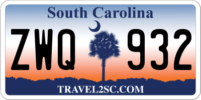 SC license plate ZWQ932