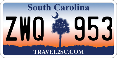 SC license plate ZWQ953