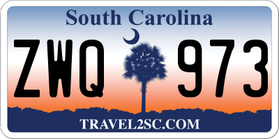 SC license plate ZWQ973