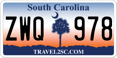 SC license plate ZWQ978