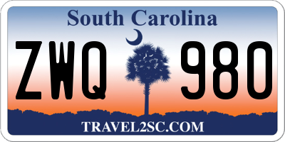 SC license plate ZWQ980