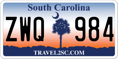 SC license plate ZWQ984