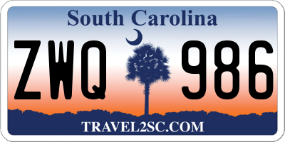 SC license plate ZWQ986