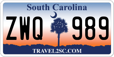SC license plate ZWQ989