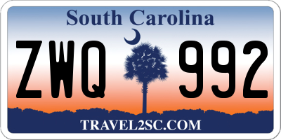 SC license plate ZWQ992