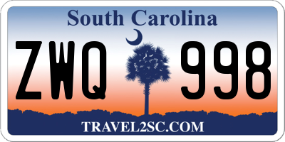 SC license plate ZWQ998