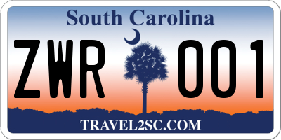 SC license plate ZWR001