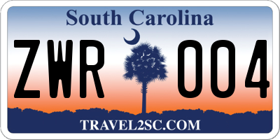 SC license plate ZWR004