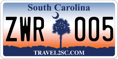 SC license plate ZWR005