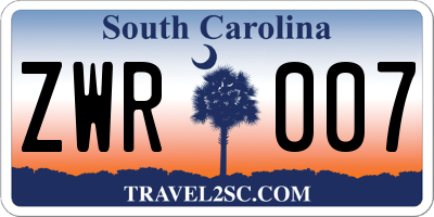 SC license plate ZWR007