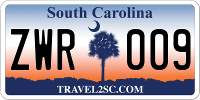 SC license plate ZWR009