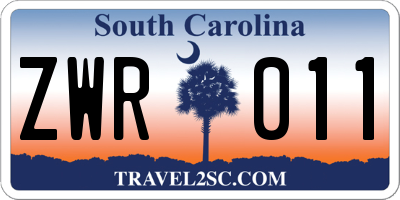 SC license plate ZWR011