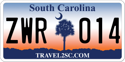 SC license plate ZWR014