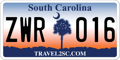 SC license plate ZWR016