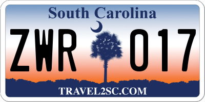 SC license plate ZWR017