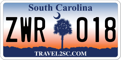 SC license plate ZWR018