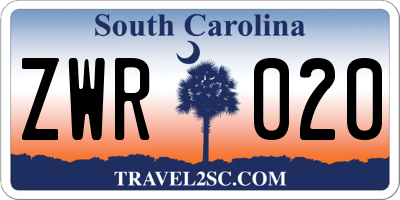 SC license plate ZWR020