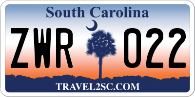 SC license plate ZWR022