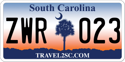 SC license plate ZWR023