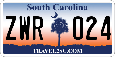 SC license plate ZWR024