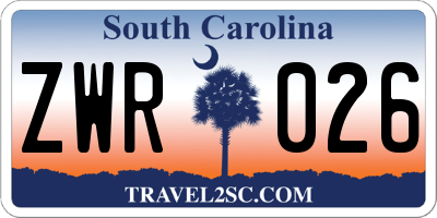 SC license plate ZWR026