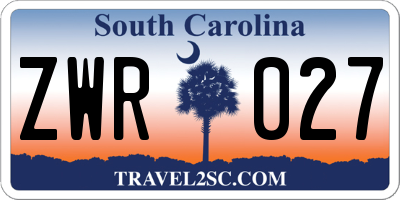 SC license plate ZWR027