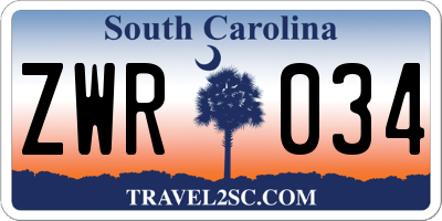 SC license plate ZWR034