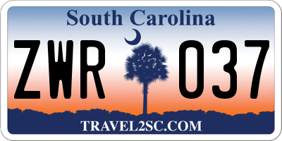 SC license plate ZWR037