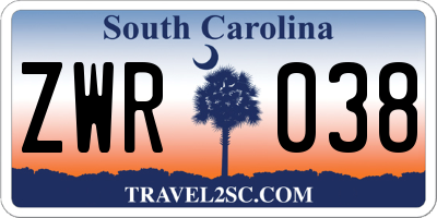 SC license plate ZWR038