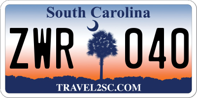 SC license plate ZWR040