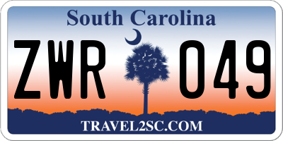 SC license plate ZWR049