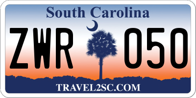 SC license plate ZWR050